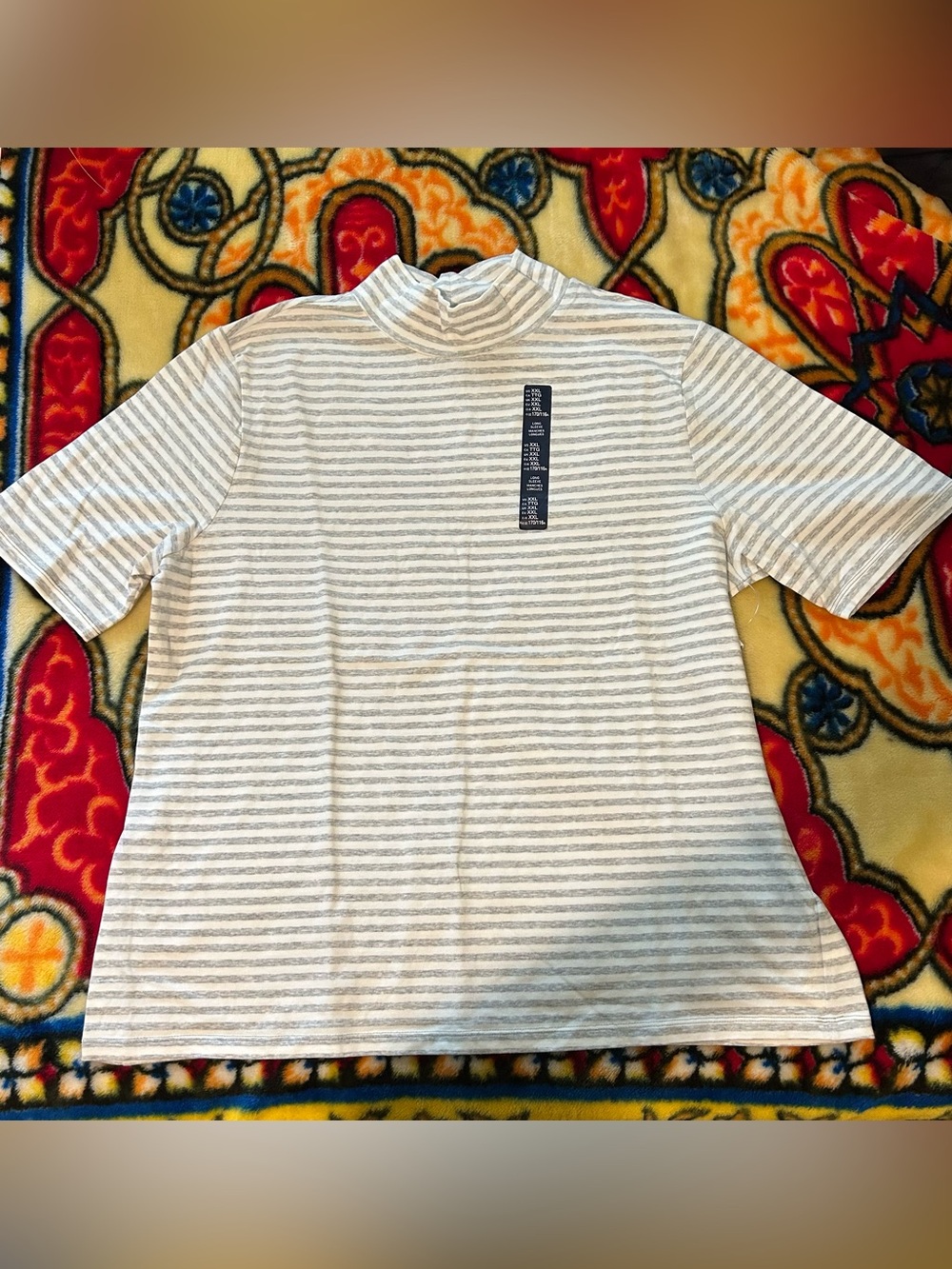 NWT gap grey and white striped top